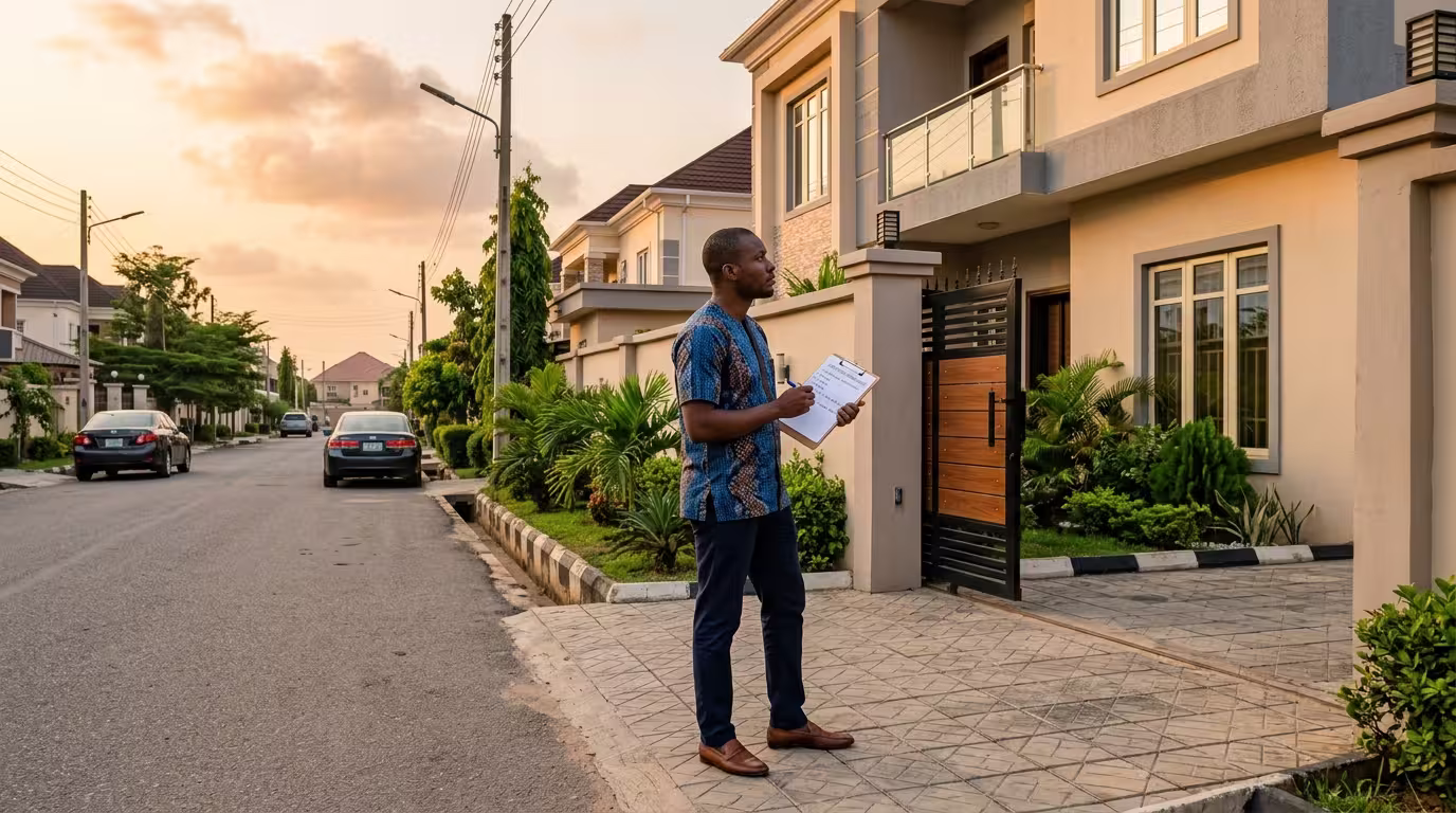 Nigerian home buyer inspecting a residential house in Abuja