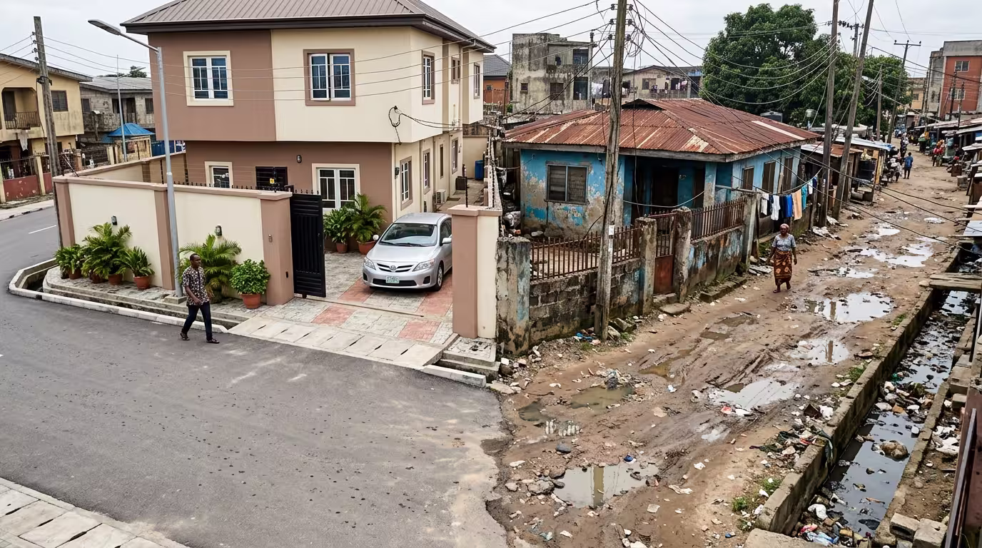Two residential properties in Nigeria with different infrastructure and access conditions