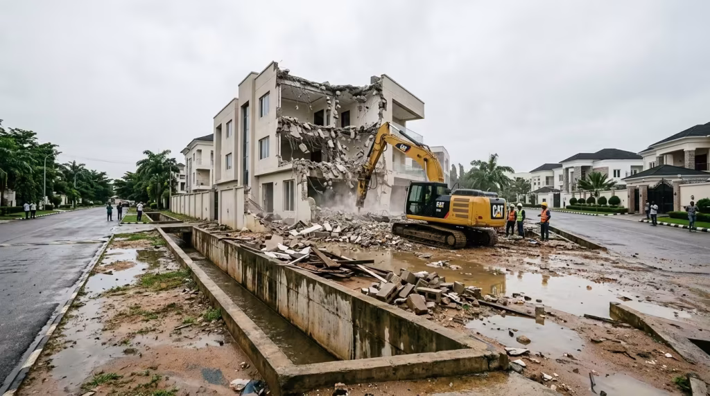 abuja property demolitions begin: what wike’s waterway crackdown means